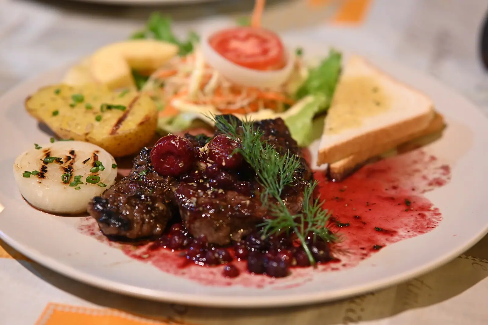 Illustrative photo of a restaurant dish, not of The Swiss Hotel