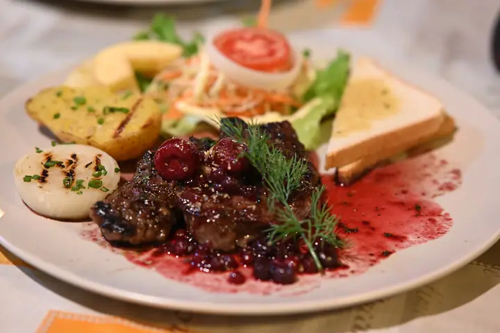 Illustrative photo of a restaurant dish, not of The Swiss Hotel